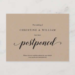Rustic Kraft, huwelijksuitnodiging uitgesteld Briefkaart