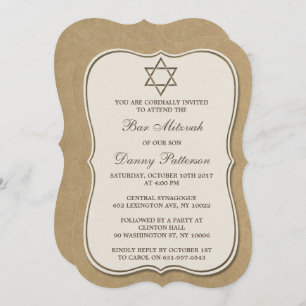 Rustic Kraft Jewish Star van David Bar Mitzvah Kaart