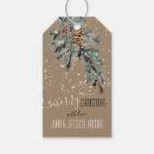 Rustic Kraft Juniper Bough & Cones Merry Kerstmis Cadeaulabel (Voorkant)