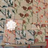 Rustic Kraft Juniper Pine Cones & Ilex Berries Inpakpapier Vel
