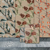 Rustic Kraft Juniper Pine Cones & Ilex Berries Inpakpapier Vel