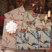 Rustic Kraft Juniper Pine Cones & Ilex Berries Inpakpapier Vel