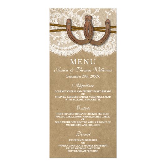 Rustic Kraft, Kant & Hoefijzers Wedding Menu (Voorkant)