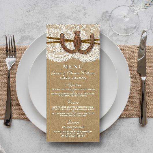 Rustic Kraft, Kant & Hoefijzers Wedding Menu