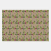 Rustic Kraft kerst Holly & Berries Inpakpapier Vel (Voorkant 2)