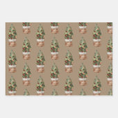 Rustic Kraft-kerstbomen in een mand Inpakpapier Vel (Voorkant 3)