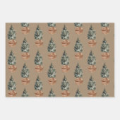 Rustic Kraft-kerstbomen in een mand Inpakpapier Vel (Voorkant 2)