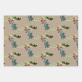 Rustic Kraft kerstFloral Holly Red Berries Inpakpapier Vel (Voorkant)