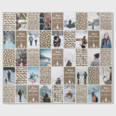 Rustic Kraft - kerstmis - Collage foto personalise Cadeaupapier (Vlak)
