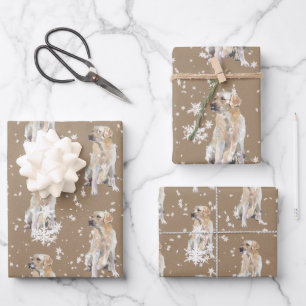 Rustic Kraft Labrador Retriever Dog Falling Snow Inpakpapier Vel
