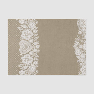 Rustic Kraft & Lace Farmhouse Barn Chic Tissuepapier