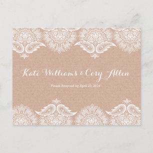 Rustic Kraft & Lace RSVP Briefkaart Kaart Uitnodig
