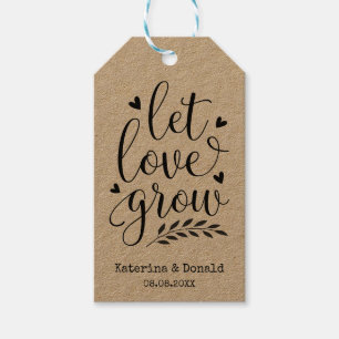Rustic Kraft Let Love Grow Seed Wedding Gift Label Cadeaulabel