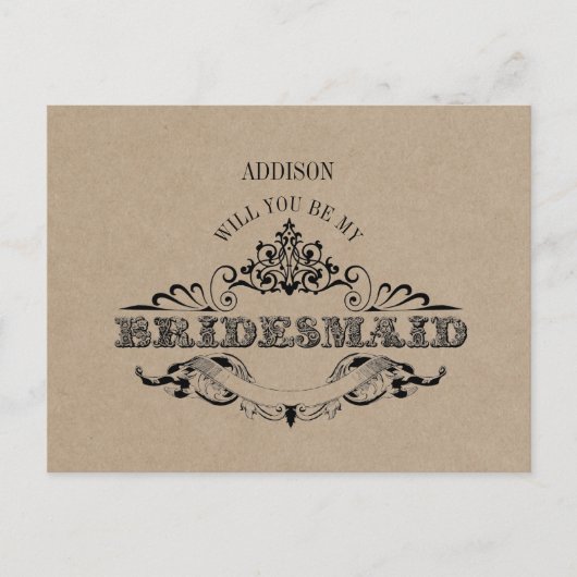 Rustic Kraft  Lijst Be My Bridesmaid Kaart (Voorkant)