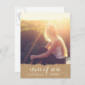Rustic Kraft Look Foto Afstuderen Celebration Uitnodiging Briefkaart (Voorkant / Achterkant)