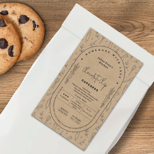 Rustic Kraft Maison Boulangerie Cottage Étiquette 