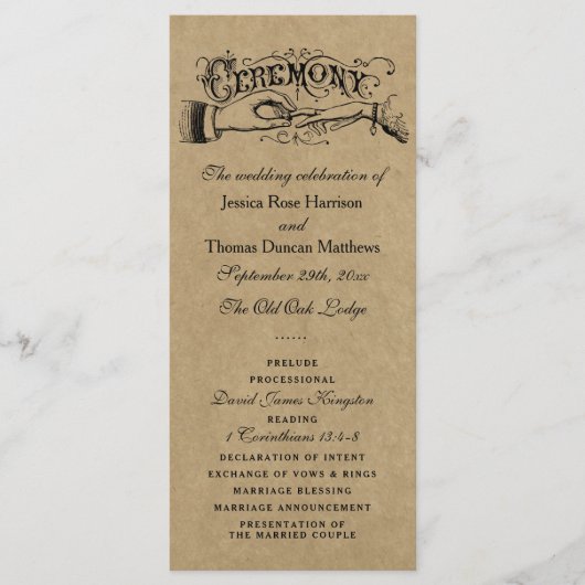Rustic Kraft Mariage Ceremony Modèles du programme (Devant)