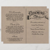 Rustic Kraft Mariage Ceremony Modèles du programme (Devant / Derrière)