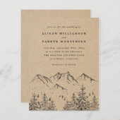 Rustic Kraft met de hand getrokken bergen & Trees Uitnodiging Briefkaart (Voorkant / Achterkant)