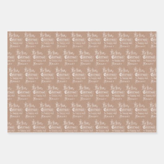 Rustic Kraft met witte Design Inpakpapier Vel (Voorkant 2)