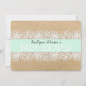 Rustic Kraft Modern Lace Zee Foam Baby shower Kaart (Achterkant)
