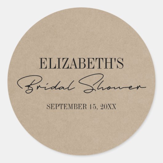 Rustic Kraft Modern Script Vrijgezellenfeest Ronde Sticker (Voorkant)