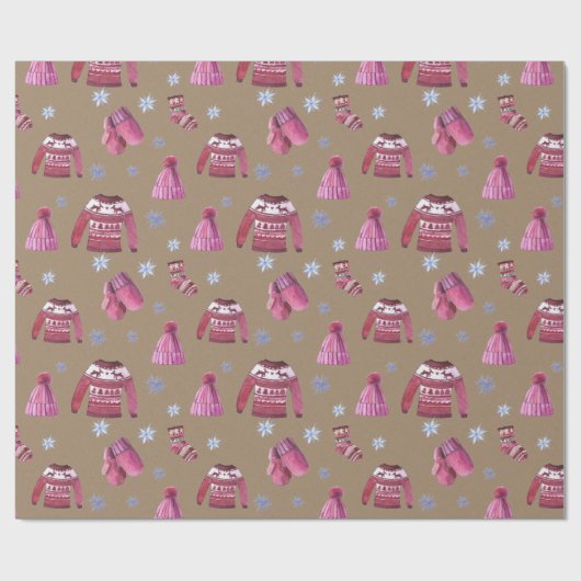 Rustic Kraft Nordic Sweaters Socks Petten & Mitts Cadeaupapier (Vlak)