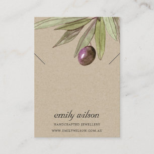 RUSTIC KRAFT OLIVE FAUNA KETTING BRACELET DISPLAY VISITEKAARTJE
