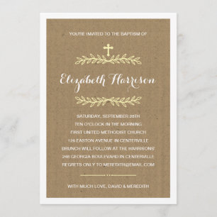 Rustic Kraft Paper   Baptisme/Christening Kaart