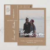 Rustic Kraft Paper Bedankt Handgeschreven Foto Briefkaart (Voorkant / Achterkant)
