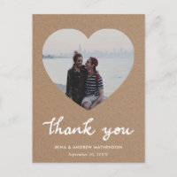 Rustic Kraft Paper Bedankt Script Hartfoto