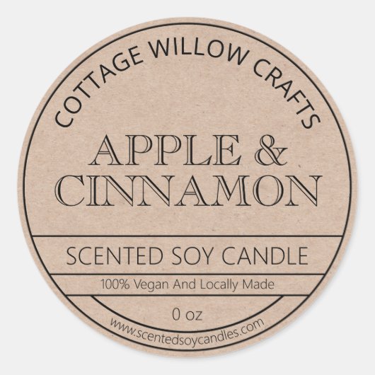 Rustic Kraft Paper Brown Soy Candle Labels (Voorkant)