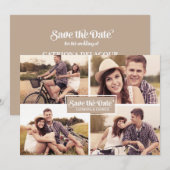 Rustic Kraft Paper Four Photo Collage Lijst Save The Date (Voorkant / Achterkant)