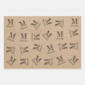 Rustic Kraft Paper look Monogram Wrapping Paper (Voorkant 3)