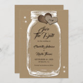 Rustic Kraft Paper Mason Jar Wedding Save The Date (Voorkant / Achterkant)