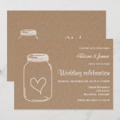 Rustic Kraft Paper Masonjar Heart Country Weddensc Kaart (Voorkant / Achterkant)