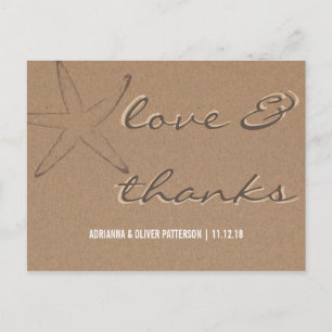 Rustic Kraft Paper Starfish Weddenschap Bedankt Briefkaart