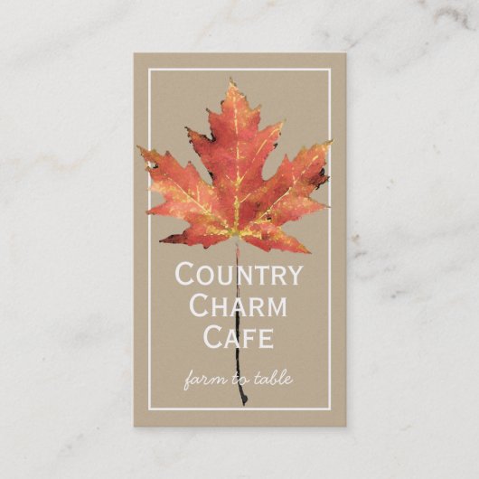 Rustic Kraft Paper Waterverf Sunflower Leaf Visitekaartje (Voorkant)