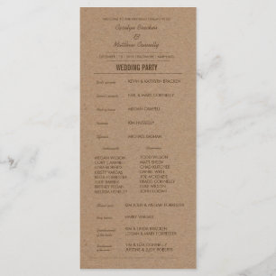 Rustic Kraft Paper Wedding Programme Programma