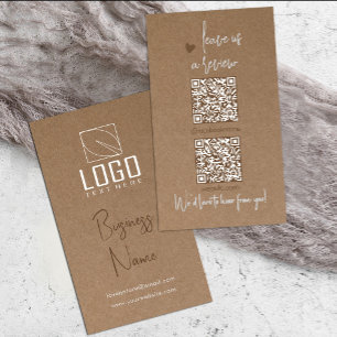 Rustic Kraft papier QR Code Visitekaartje