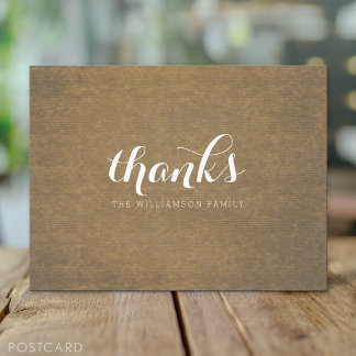 Rustic Kraft Print - Bedankt Thanksgiving familie Briefkaart