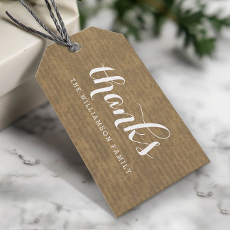 Rustic Kraft Print - Bedankt Thanksgiving familie Cadeaulabel