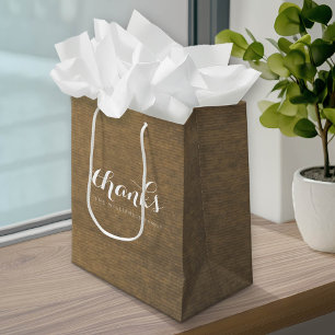 Rustic Kraft Print - Bedankt Thanksgiving familie Medium Cadeauzakje