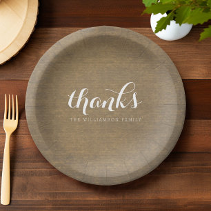 Rustic Kraft Print - Bedankt Thanksgiving familie Papieren Bordje