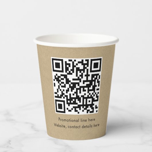 Rustic Kraft Professional Business Logo QR-code Papieren Bekers (Achterkant)
