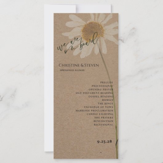 Rustic Kraft Programme de mariage floral séché (Devant)