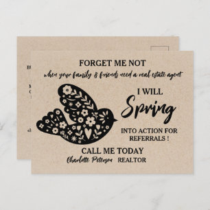 Rustic Kraft Real Estate Spring Referral Farming Briefkaart