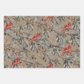 Rustic Kraft Red Cardinaal Juniper Branches Berrie Inpakpapier Vel (Voorkant 3)
