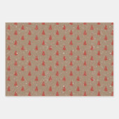 Rustic Kraft Red en Green Kerstbomen Inpakpapier Vel (Voorkant)