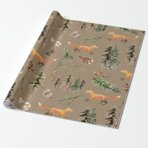 Rustic Kraft Red Fox in het bos Cadeaupapier
